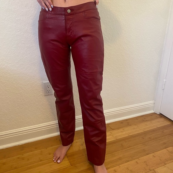 Tommy Hilfiger Vintage Red Leather Pants Size 7 - Picture 6 of 9